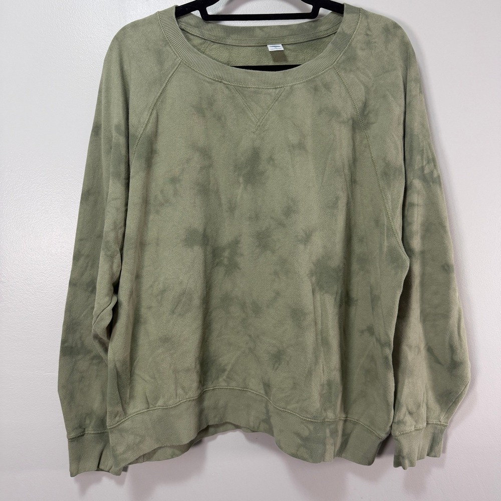 Old Navy Womens XL Sage Green Tie Dye Raglan Sleeve Pullover Sweatshirt